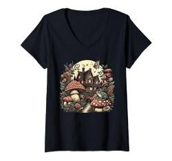 Damen Ästhetischer Goblincore und dunkler Cottagecore Pilz T-Shirt mit V-Ausschnitt von Cottagecore Goblincore and Fairycore Stuff