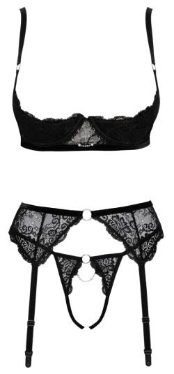 3-teiliges Straps-Set aus feiner Spitze mit Schmuckdetails von Cottelli LINGERIE