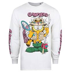 Cotton Soul Garfield Herren T-Shirt Garfield Angler Langarm, weiß, M von Cotton Soul