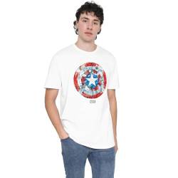 Cotton Soul Marvel Captain America Schild-Skizze Herren T-Shirt, Weiß, XLG von Cotton Soul