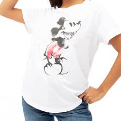 Cotton Soul Mickey Disney – Mickey Aquarell – Damenmode T-Shirt, weiß, Small von Cotton Soul