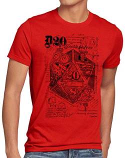 CottonCloud D20 Da Vinci Herren T-Shirt dragons würfel dungeon, Größe:L, Farbe:Rot von CottonCloud