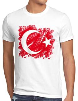 CottonCloud Türkei Herren T-Shirt Turkey Türkiye Flagge Mondstern, Größe:XL, Farbe:Weiß von CottonCloud