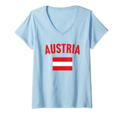 Damen Flagge Österreich T-Shirt mit V-Ausschnitt von Country Flags