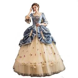 CountryWomen 18. Jahrhundert Damen Rokoko Ballkleid Druck Lang Gothic Viktorianisches Kleid Maskerade Themenkleider, Marie_Antoinette_3, XXX-Large von CountryWomen