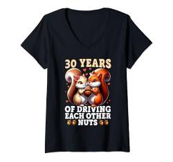 Damen Lustiges Paar zum 30. Hochzeitstag – 30 Jahre Ehe T-Shirt mit V-Ausschnitt von Couple Wedding Anniversary Funny Tees