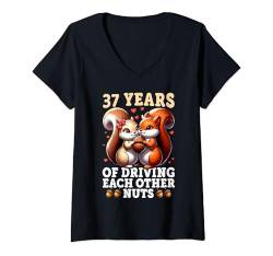 Damen Lustiges Paar zum 37. Hochzeitstag - 37 Jahre Ehe T-Shirt mit V-Ausschnitt von Couple Wedding Anniversary Funny Tees