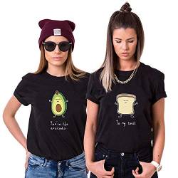 Best Friends Damen T-Shirt BFF Beste Freunde Avocado und Toast (Schwarz, Toast S) von Couples Shop