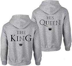 Couple Partner King Queen Pullover Set Pärchen Hoodie - 1 Stück Herren Pullover Grau L von Couples Shop