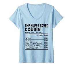 Damen Der super gerettete Cousin Ernährungsfakten lustige Cousins Männer Frauen T-Shirt mit V-Ausschnitt von Cousins Shopp