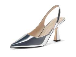 Coutgo D'Orsay Damen-Pumps mit Stiletto-Absatz, geschlossen, spitzer Zehenbereich, sexy Büroschuhe, silber, 42 EU von Coutgo