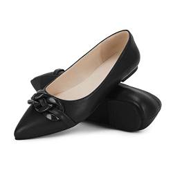 Coutgo Damen Flache Schuhe Spitze Zehen Slip On Dressy Bequem Klassisch Flache Flats für Frauen, schwarz, 40.5 EU von Coutgo