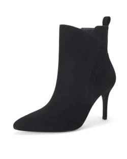 Coutgo Damen Stiefeletten mit spitzem Zehenbereich, Stiletto, hoher Absatz, Wildleder, Herbst-Winterstiefel mit seitlichem Reißverschluss, Schwarz, 41 EU von Coutgo