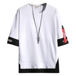 Covisoty Herren Casual Herren Techwear Japanisches Harajuku Streetwear Hip Hop Sweatshirt KurzarmT-Shirt Schwarz XL von Covisoty