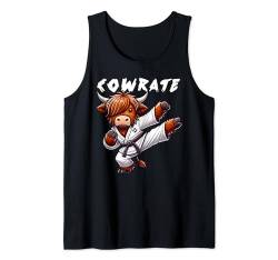 Lustiger Highland Cow Cowrate Karate Schwarzer Gürtel Jungen Mädchen Kinder Tank Top von Cow Karate byAxisone