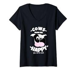 Damen Cows Make Me Happy, lustiges Liebes-T-Shirt, niedliches Kuh-T-Shirt T-Shirt mit V-Ausschnitt von Cows Make Me Happy T-Shirt Love Cow Gift