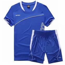 Cozozn Fußball Trikots Sport Set Shorts und T-Shirt-Set Jungen Fussball Trikot Trainingsanzug Kinder Fußballtrikots, 8-9 Jahre, Blau(Etikett: 24) von Cozozn