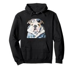 Bulldogge Sonnenbrille Wintersaison Weihnachten Pullover Hoodie von Cozy Winter Season Gifts for Women & Men