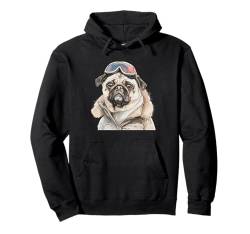 Mops Hund Sonnenbrille Winter Saison Weihnachten Pullover Hoodie von Cozy Winter Season Gifts for Women & Men