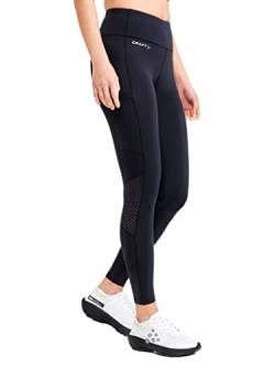 Craft ADV Essence Tights 2 | Sportleggins Damen lang L | Black | Hoher Komfort bei intensiven Trainingseinheiten | Hohe Elastizität | Sport Hosen Damen mit breitem Bund | Perforierte Details von Craft