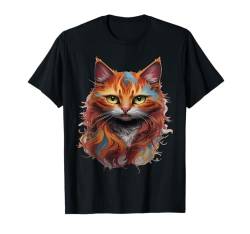 Cat Haed Realistische Aquarellfarbe Niedliche Katze Farbe Bunte Katze T-Shirt von CrazyCat Kitten Meow Lovers Cat Silhouette Apparel