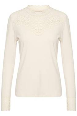 Cream Damen Top Lace Details Jersey Lang Sleeves Slim Fit Bluse, Eggnog, Small von Cream