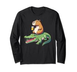 Lustiges Capybara Krokodil Alligator Saft Jungen Mädchen Kinder Langarmshirt von Crocodile Capybara byAxisone