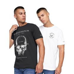 Crosshatch Herren Skulfux T-Shirt, schwarz/weiß, M von Crosshatch