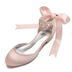 CrtTsks Damen Mary Jane Ballerina Bequeme Flach Satin Schuhe für Hochzeit Braut Partei Abendschuhe Hochzeitsschuhe Brautschuhe,Dusty Rose,38 EU von CrtTsks