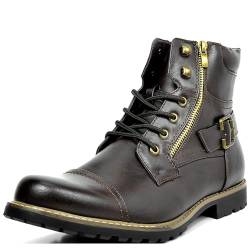 Herren Casual Komfortable Leder Chukka Stiefeletten Leichtgewicht Atmungsaktiv Klassisch Mode Chelsea Dress Stiefel,Braun,47 EU von CrtTsks