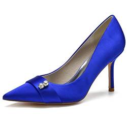 Hochzeitsschuhe Für Braut High Heel Satin Spitzschuh Sandalen Sexy Strass Pumps Für Hochzeit & Abend 36-43,Blau,43 EU von CrtTsks