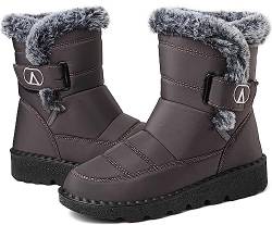 Csgkag Damen Winterstiefel Schneestiefel Herren Warme Gefüttert Anti-Rutsch Warm Leicht Winterschuhe Outdoor Boots Stiefeletten,Grau,EU41 von Csgkag