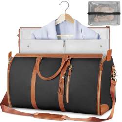 Tasche mit Schultergurt, PU, faltbar, Anzugtasche für Damen und Herren, Reisetasche, wasserdichte Gepäcktasche, Schwarz von Csnbfiop