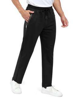 Csqtongan Jogginghose Herren Baumwolle Sporthose Lang Sport Hose Trainingshose Laufhose Jogginghosen Sweatpants Hosen mit Gummizug für Herren Schwarz XXL von Csqtongan