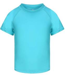 Csqtongan Jungen Schwimmshirt UV Shirt Schwimmen Top Badeshirt Kinder Kurze Ärmel Rash Guard Bademode Schnell Trocken T-Shirt Himmelblau 5T von Csqtongan