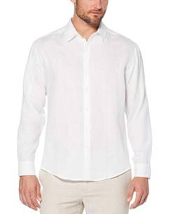 Cubavera Essentielles Herren-Hemd aus 100% Leinen, mit Ösen-Detail, bright white, Mittel von Cubavera