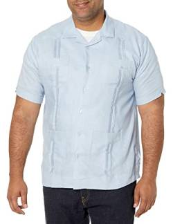 Cubavera Herren Kurzärmliges Guayabera aus 100% Leinen Hemd mit Button-Down-Kragen, Cashmere Blue, 3X-Large Groß von Cubavera