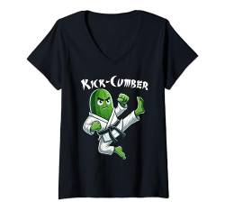 Damen Lustiger Kick-Cumber Gurke Karate Athlet Jungen Mädchen Kinder T-Shirt mit V-Ausschnitt von Cucumber Karate byAxisone