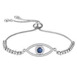 Cupimatch Armband Damen Böser Blick: Blaue Nazar Auge Damenarmband Evil Eye Armkette Amulett Armschmuck für Mädchen Frauen von Cupimatch