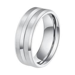 Cupimatch Ringe Herren Verlobungsringe Edelstahl: Eheringe Versprechen Partnerringe Hochzeitsversprechen Ring 8MM Matte Charme Einfacher Silberring Geschenk für Valentinstag Hochzeit Größe 13 von Cupimatch