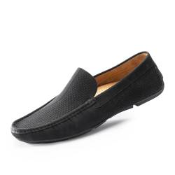 Cusolemore Herren Mokassins Flache Slipper Slip on Loafers, Gummi Sohle, Fahrende Schuhe Black 41 von Cusolemore