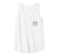 Damen Minimalistisches 80er Jahre glückliches Gesicht mit Wimpern Lächelndes Gesicht Tank Top von Cute 80s Smile Happy Tee