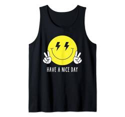 Hab einen schönen Tag Lightning Bolt Eyes Happy Smiling Smile Face Tank Top von Cute 80s Smile Happy Tee