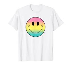 Rosa / Gelb / Blau / Regenbogen / Smiley-Hemd T-Shirt von Cute 80s Smile Happy Tee