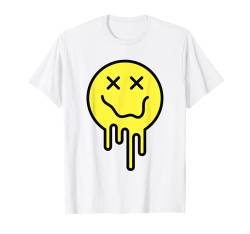 Süßes X-Augen-Schmelzendes glückliches Gesicht geschmolzenes tropfendes Lächeln Gesicht T-Shirt von Cute 80s Smile Happy Tee