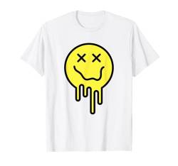 Süßes X-Augen-Schmelzendes glückliches Gesicht geschmolzenes tropfendes Lächeln Gesicht T-Shirt von Cute 80s Smile Happy Tee