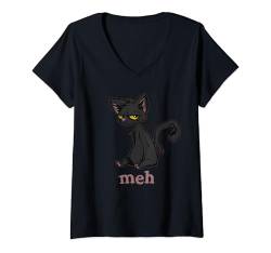 Damen Lustige Meh Cat Grumpy And Sarkastic Cat Lover T-Shirt mit V-Ausschnitt von Cute And Funny Cat Zajoo