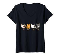 Damen Süße Un Deux Trois Katze Lustig Französisch Kätzchen Liebhaber T-Shirt mit V-Ausschnitt von Cute And Funny Cat Zajoo