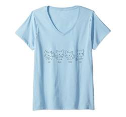 Damen Süße Un Deux Trois Katze Lustig Französisch Kätzchen Liebhaber T-Shirt mit V-Ausschnitt von Cute And Funny Cat Zajoo