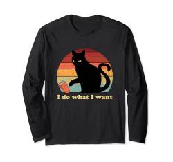 I Do What I Want Lustige Katze Vintage Schwarz Kätzchenliebhaber Langarmshirt von Cute And Funny Cat Zajoo